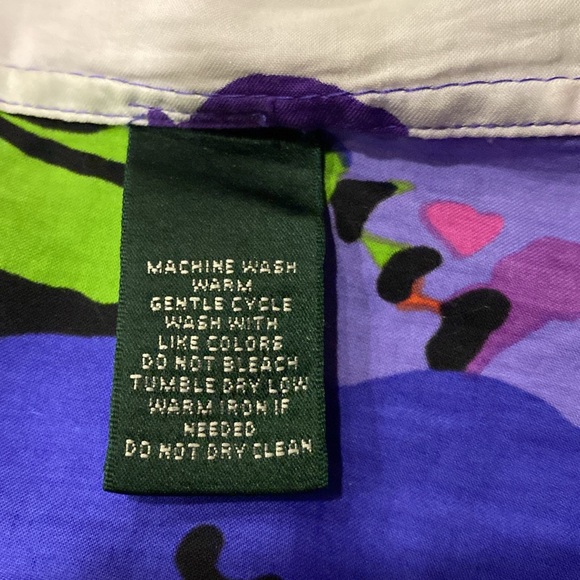 Lauren Ralph Lauren Black Label Mulitcolor Floral Blouse Size Small Petite - Picture 6 of 6